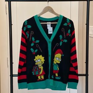 NWT The Simpsons Ugly Christmas Holiday Sweater Cardigan Small S